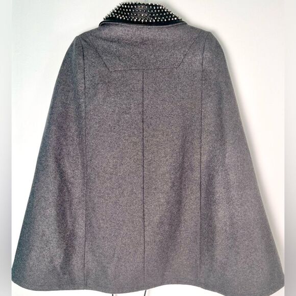 Philipp Plein Couture Grey Poncho with Calf Leather Studded Collar - NWOT - Picture 2 of 12